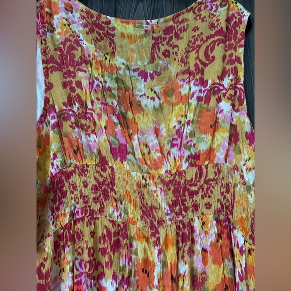 Multi coloured print Mlle Gabrielle V neck cotton maxi dress, NWT, sz 2X - Picture 5 of 5